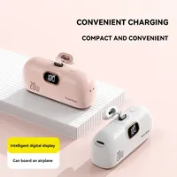 Mini 10000mAh Power Bank Built Cable Portable Mobile Phone Charger External Battery Capsule Powerbank For Type-C iPhone