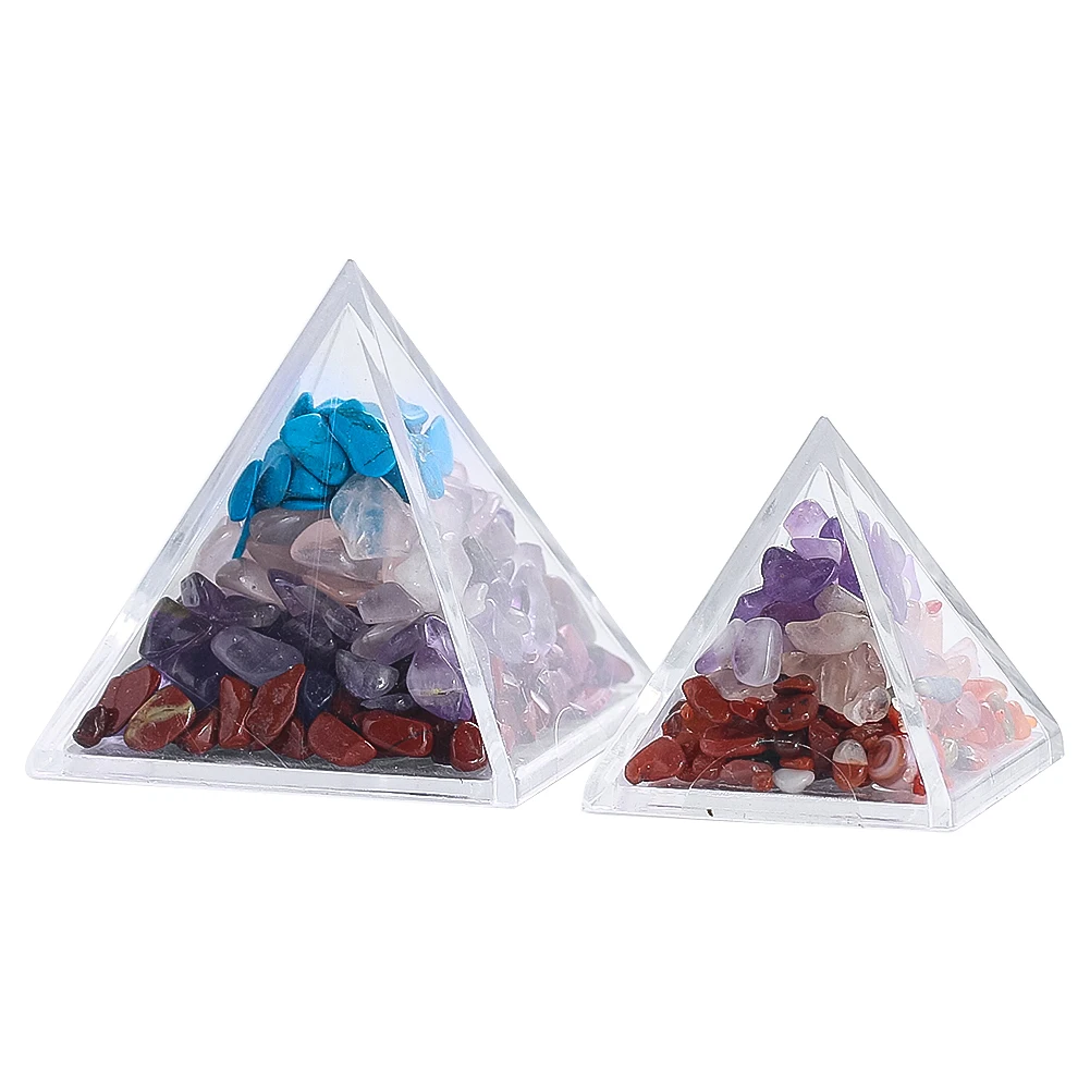 

30/40MM Natural Amethyst Tourmaline Quartz Energy Stone Acrylic Egypt Pyramid Orgonite Purifying Meditation Healing Mascot Decor