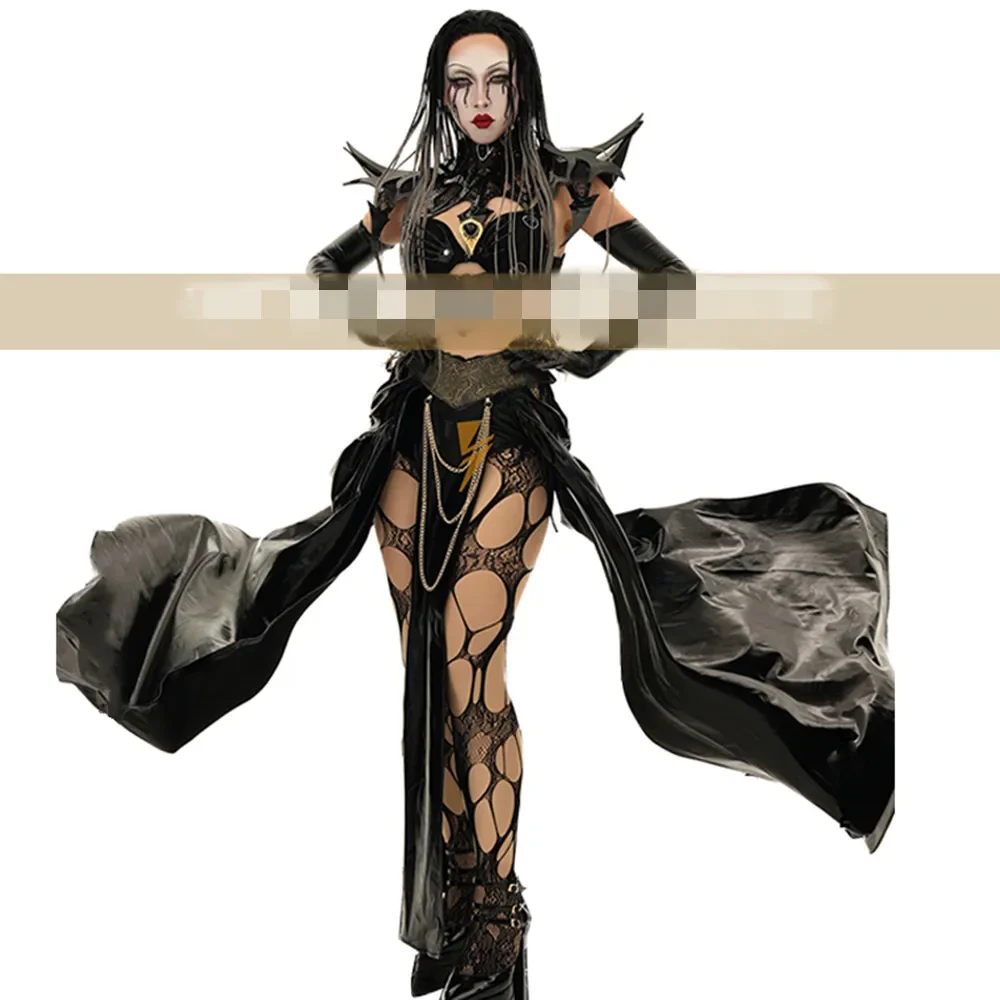 

Карнавальный костюм на Хэллоуин 2025 для женщин: наряд для выступлений в ночных клубах, барах, на фестивалях, вечеринках, шоу, для дрэг-квин, черный