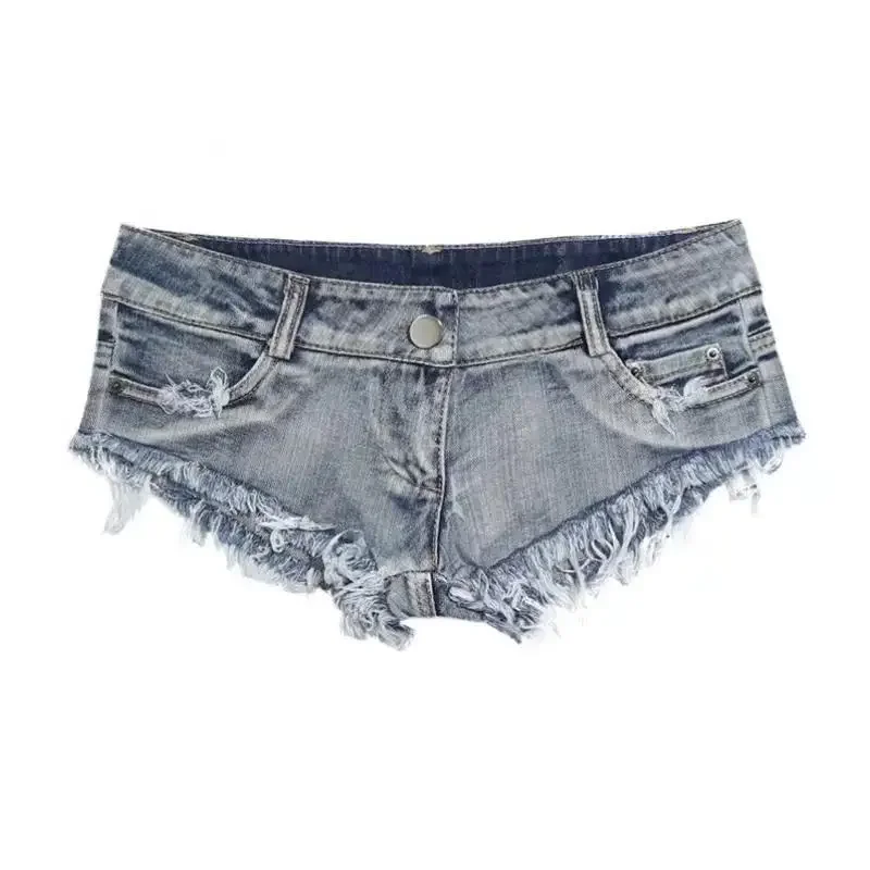 Y2k Spice Girl Retro Fringed Rough-edged Denim Super Shorts Women's Summer Sexy Ripped Low-rise Hot Pants Booty Shorts view 6