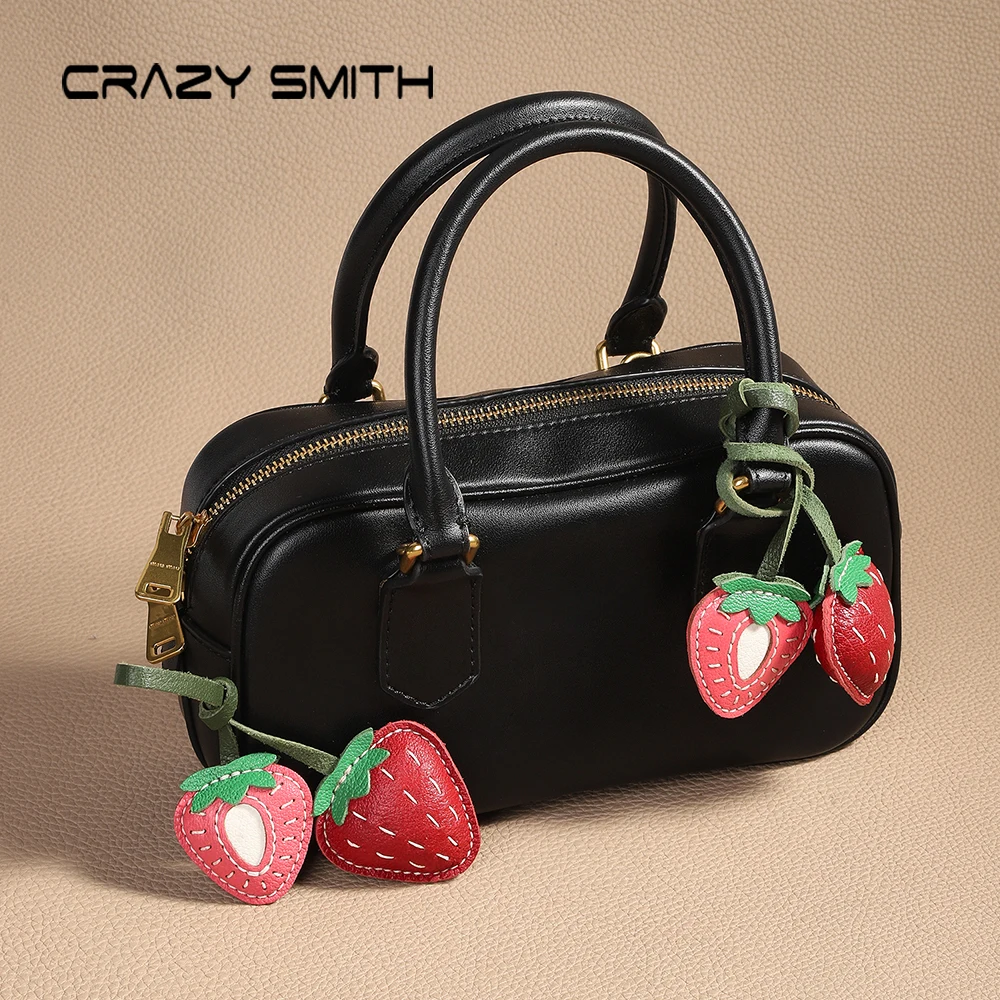 crazysmith-手作り本革デュアルカラーストロベリーキーホルダー財布チャームバッグペンダントハンドバッグ-diy-ギフトバッグアクセサリー