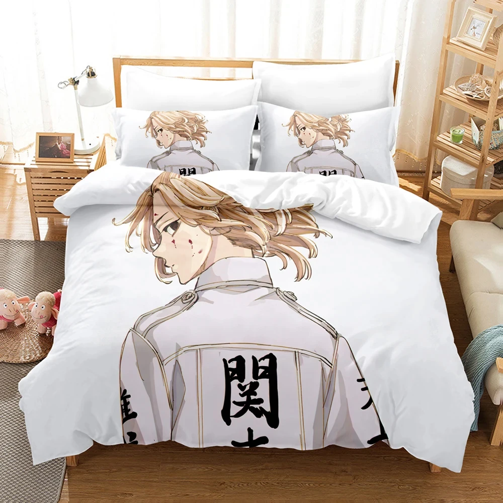 Imagem -05 - Print Anime Avengers Tokyo Conjunto de Cama Capa de Edredão Cama Colcha Fronha Consolador Rei Queen Size Meninos Adulto 3d