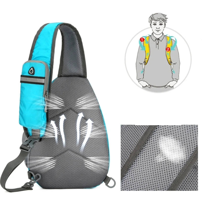 Bolso pecho multifuncional E74B para ciclismo, escalada y correr, bolso hombro ligero y duradero