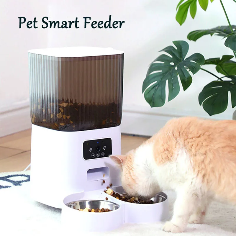 Automatic Pet Feeder Smart Cat Food Kibble Dispenser  Remote Control APP network timed quantitative cat dog Feeder Double Bowl