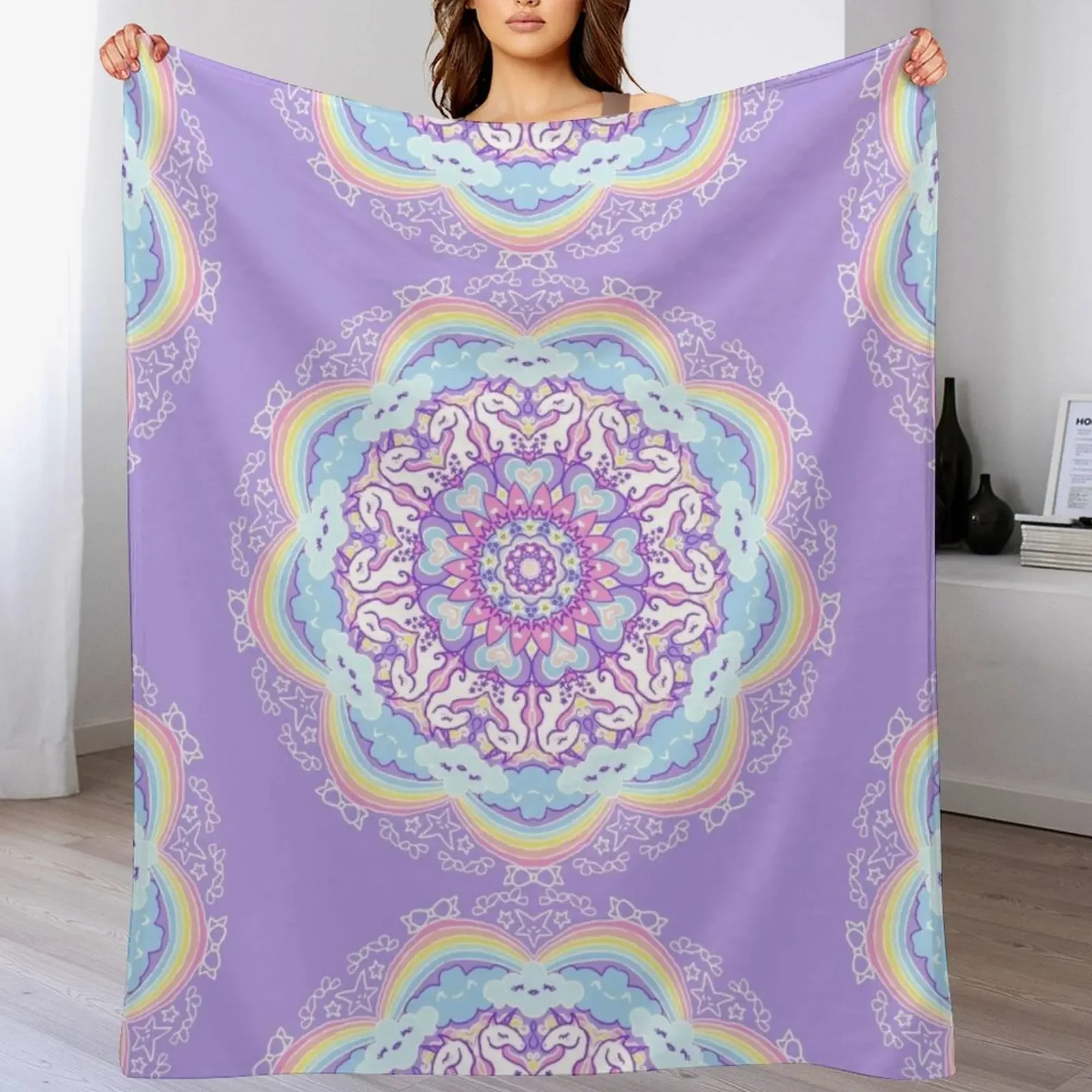 

Unicorn mandala in purple Throw Blanket Ultra Plush Cozy Blanket for Napping Sleeping
