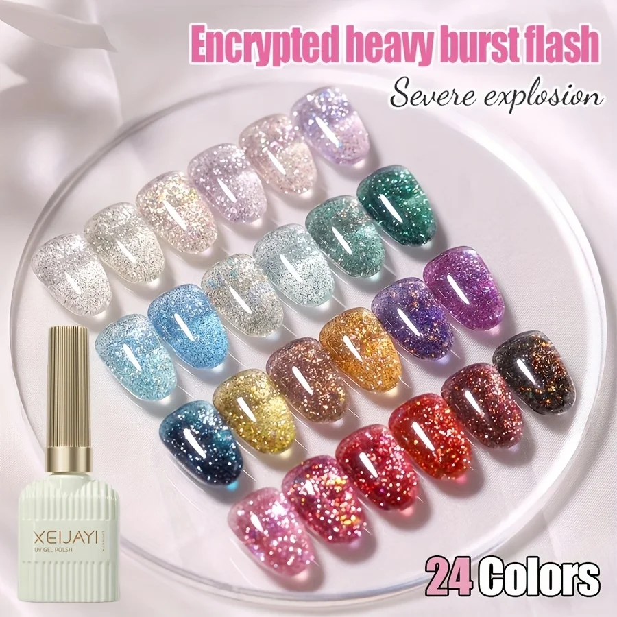 1/6 Stück Glitzer-Diamant-Gel-Nagellack Hochpigmentierter Glanz-Gel-Lack für Salon-Nagelkunst und DIY, Geschenk für Frauen