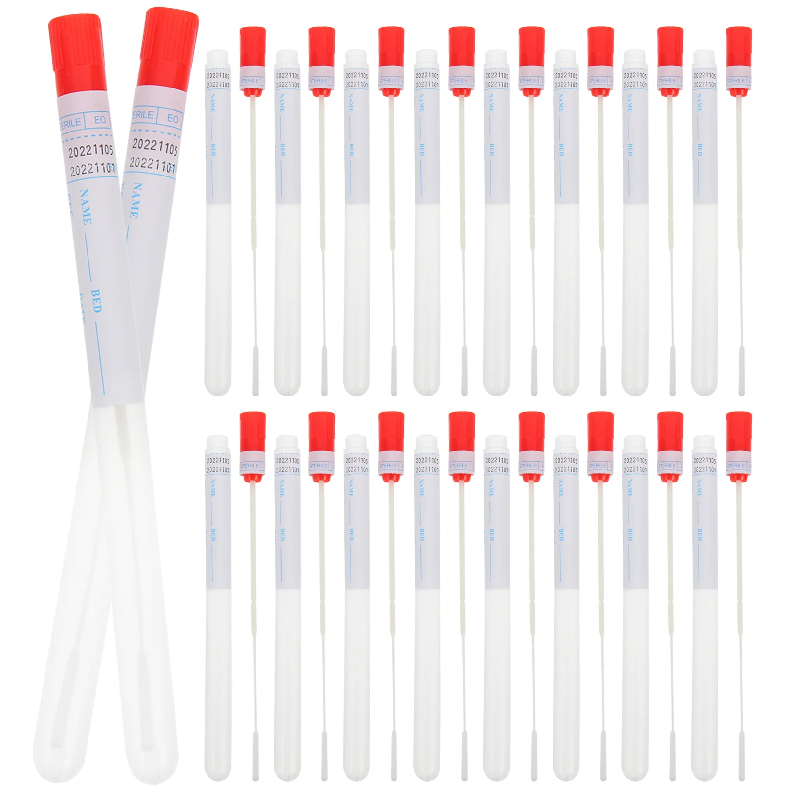 50 Sets Sampling Swab Convenient Swabs Specimen Sterile Supply Plastic Portable Accessory Professional Nasal