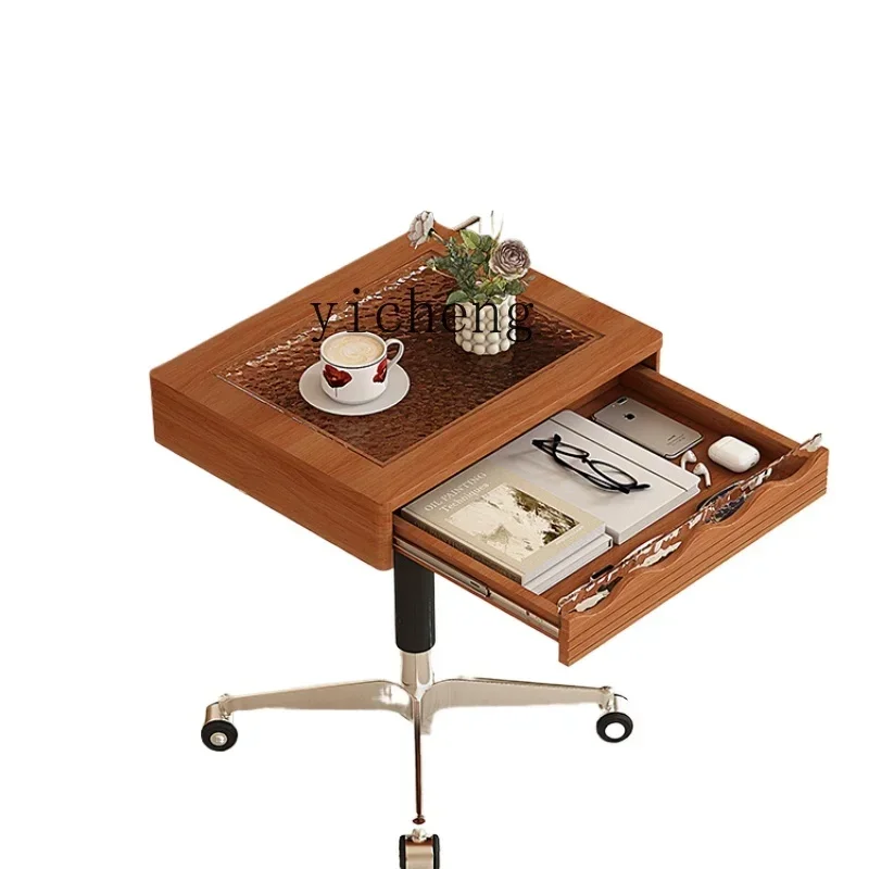 

antique small mini coffee table glass movable lifting side table folding computer table living room decoration
