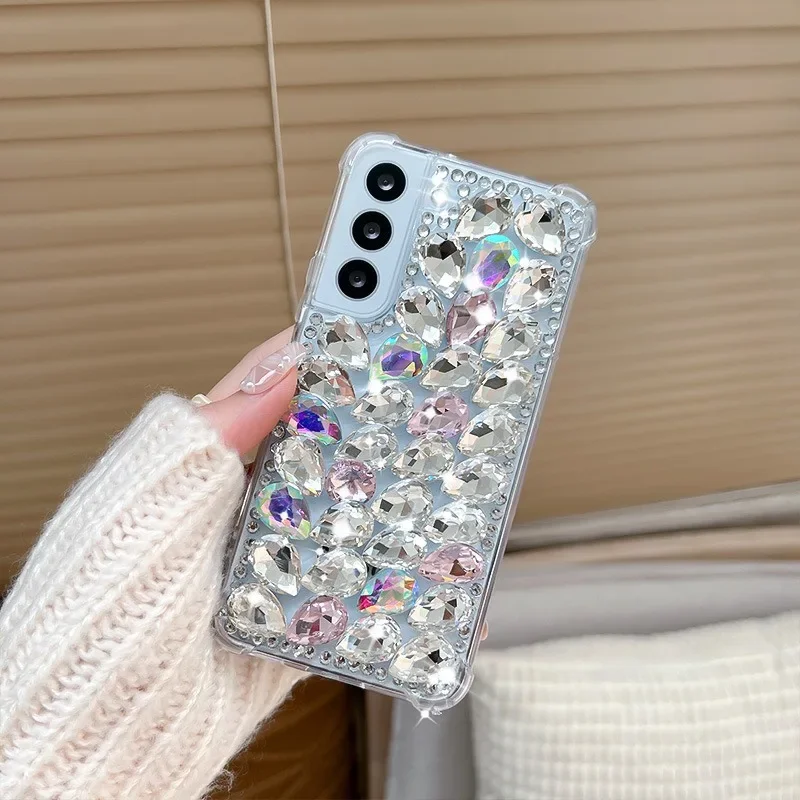 Luxury Bling Rhinestone Phone Case For Samsung Galaxy S23 S22 S21 Ultra S20 FE Note 20 10 Plus S10 Plus DIY Diamond Flower Cover