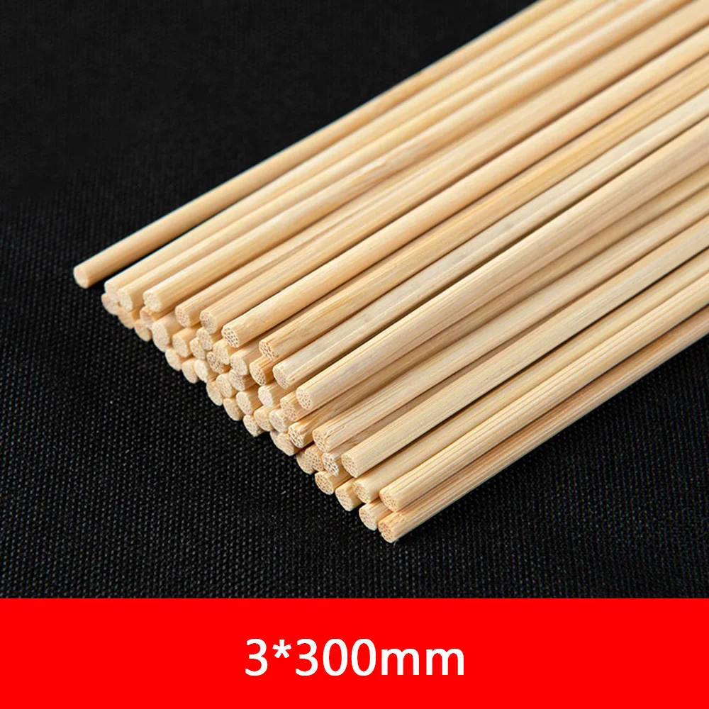 NEW 50PCS Multi-Size Wooden Square Round Wood Stick Rod for Diy Model Craft Supplies Wood Rod Material