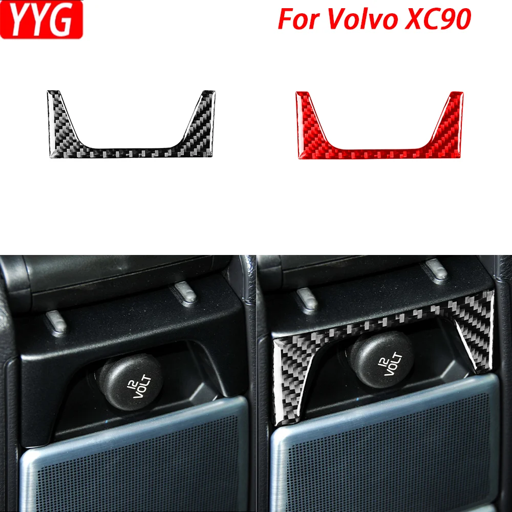 For Volvo XC90 2003—2014 Car Accessories Carbon Fiber Rear Center Console Control Panel Interior Cover Trim Sticker Modification