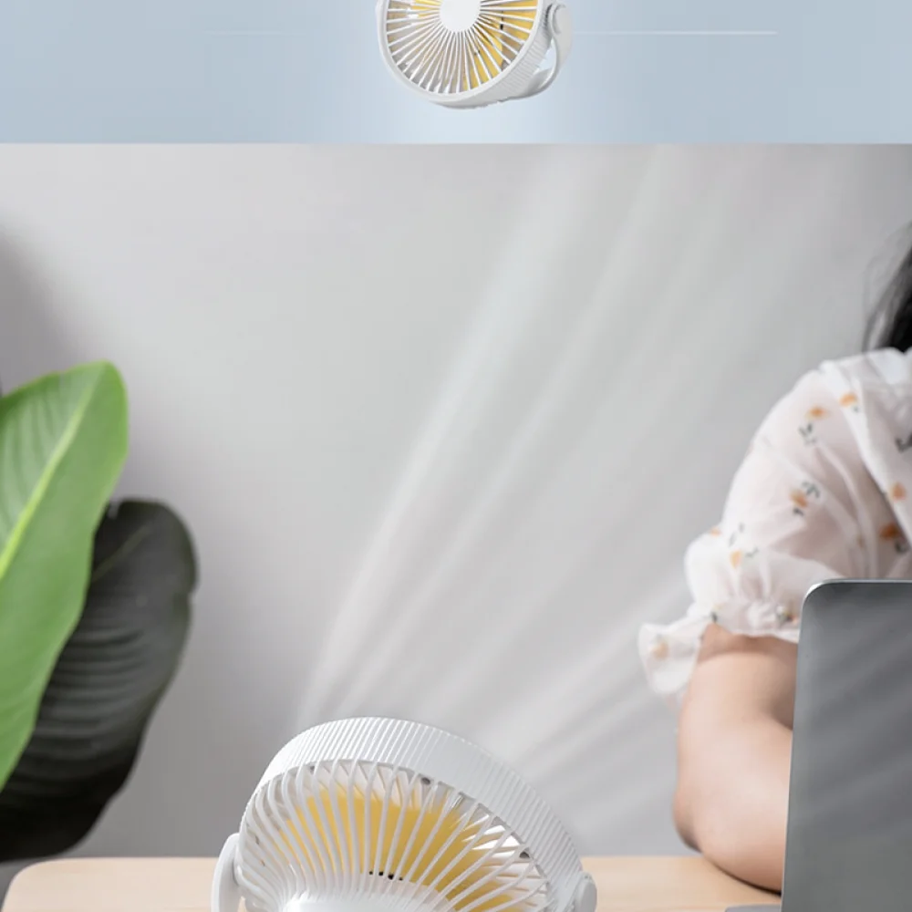Adjustable Tripod Desk Fan USB Powered Cooling Fan With Night Light Hanging Wall Mounted Silent Cooler For Bedroom