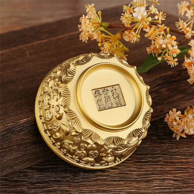 NEW HOT In Stock-Wealth Accumulation Money Jar Brass Ornament Copper Metal Container Coin Treasure Storage Ingot Bowl