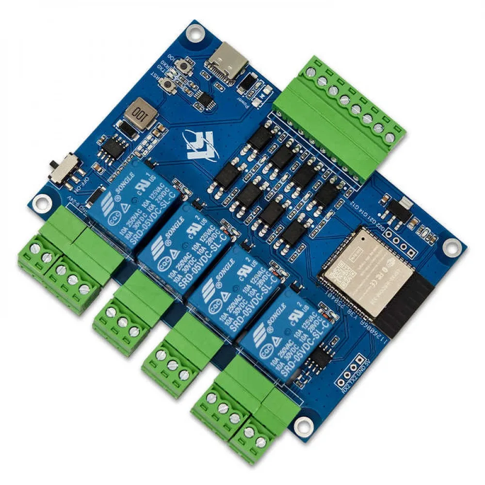 

DC7-24V ESP32 Modbus RTU четырехканальный релейный модуль RS485 макетная плата MODBUS протокол оптопара изоляционная релейная плата
