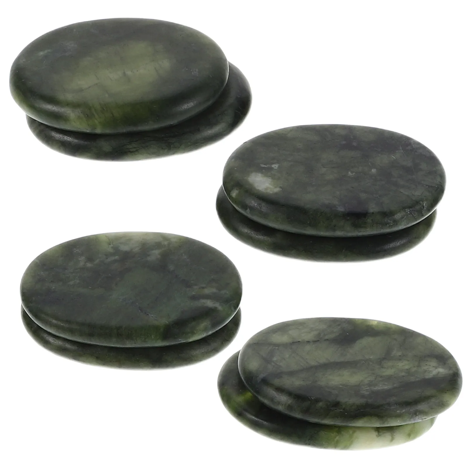 

Набор из 8 натуральных зеленых нефритовых массажных камней: овальные полированные камни для горячего массажа, инструмент для спа-процедур, гуаша, балансировка чакр, целебный кристаллический набор