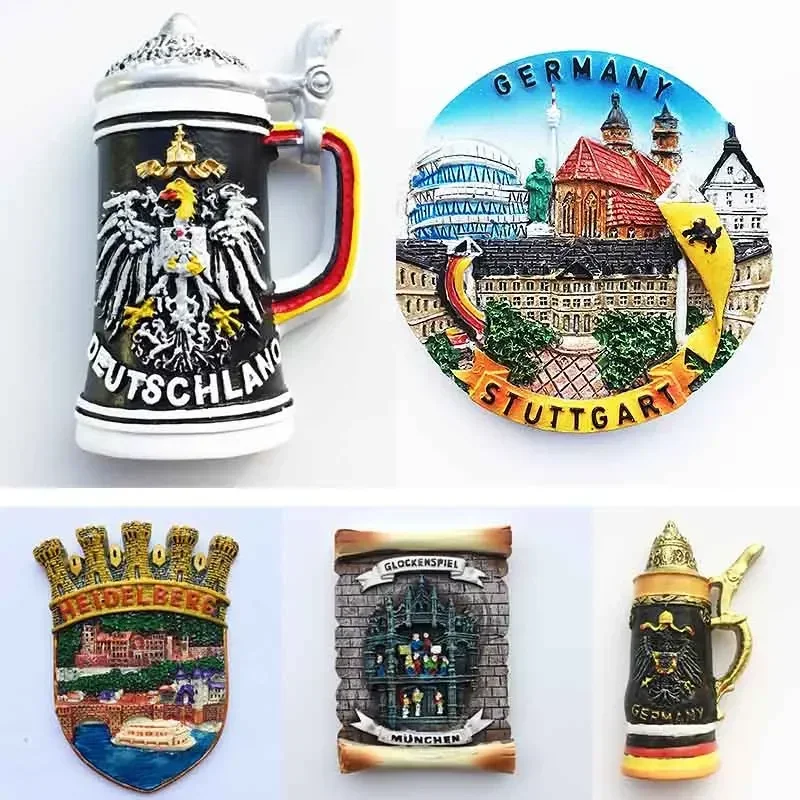 German Fridge Magnet European Beer Mug Germany Heidelberg Stuttgart Travel Souvenir Deutschland Magnetic Refrigerator Sticker