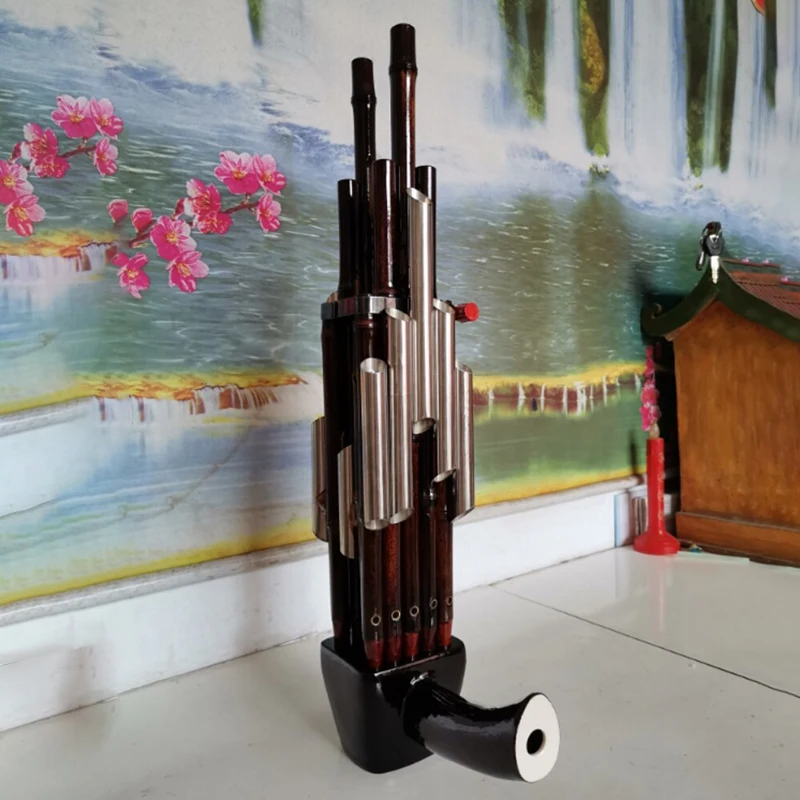 14 Spring Sheng B Flat /C/D Key Professional Sheng Traditional Wooden Amplified Shengs Adult Beginner Ethnic Playing Instruments