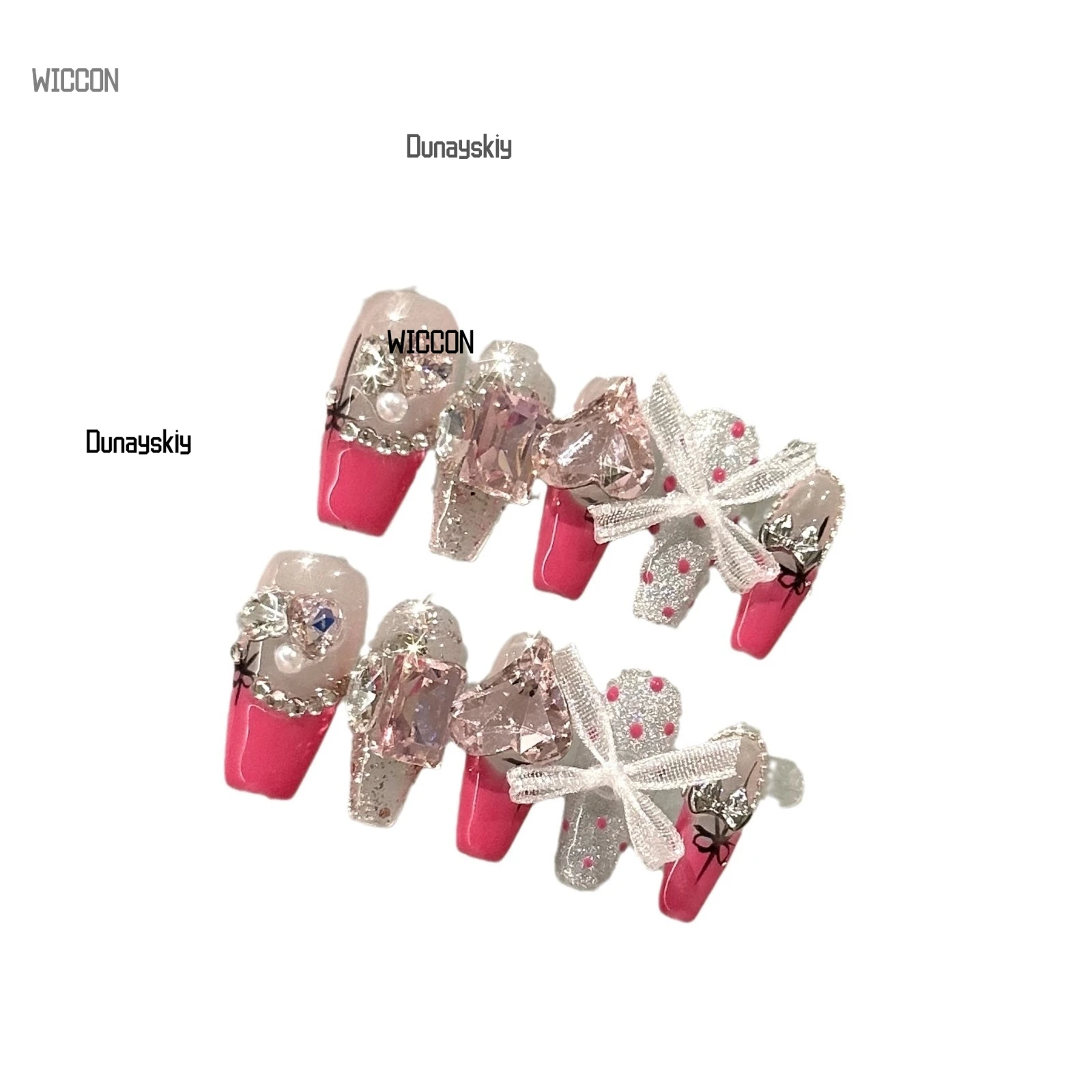 Rose Pink French Lace Bow Love Jirai Kei Girls Cosplay Costumes Accesssions Cool Nails Kawaii Cute Elegant Party Daily Halloween