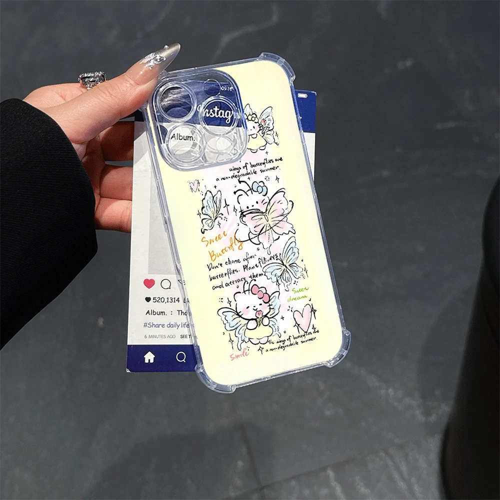 Custodia per telefono trasparente Hello Kitty per IPhone15 Pro Max IPhone 16/15/14/13/12/11/x/xs/xs Max Custodie per telefoni per ragazze Sanrio Kawaii Toys