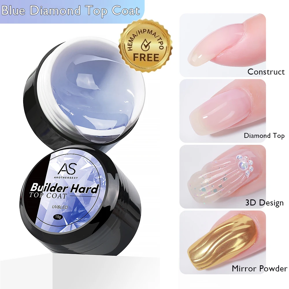 Tpo Free 15g Diamond Top Coat For Gel Nail Polish Long Lasting Reinforce UV Soak Off Gel Varnish Shiny Nail Art Construct Gel