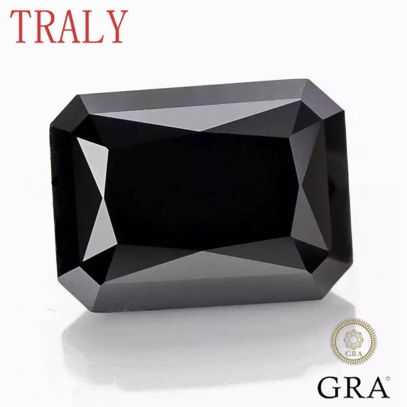 1CT- 10CT Black Radiant Shape Moissanite Loose Stone Excellent Cut Lab Grown Pass Diamond Tester with Certificate GRA Jewelry