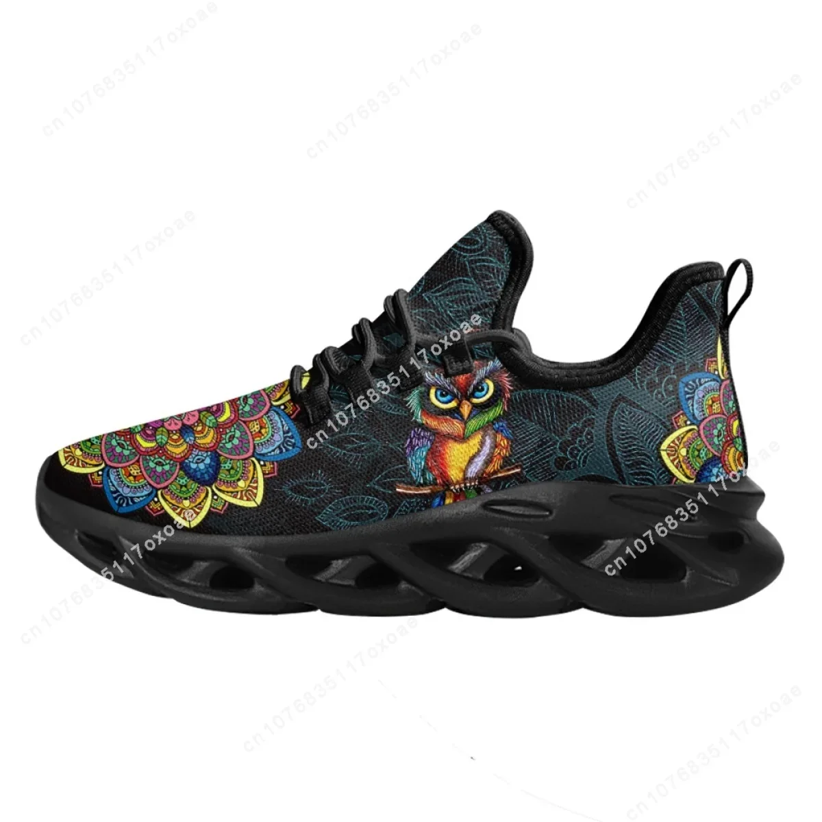 2023 Trendy Mesh Sneakers Vintage Mandala Owl Design Women's Platform Shoes Height Increaing Platform Footwear Gifts