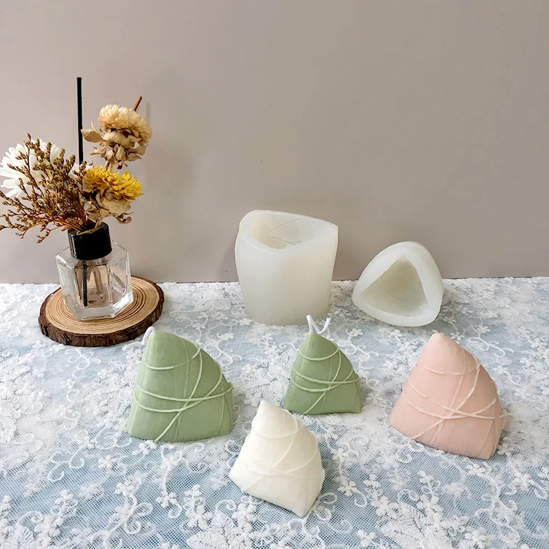 Molde de silicona de vela de Dragon Boat Festival Zongzi, simulación de alimentos, jabón hecho a mano para aromaterapia, piedra fragante, yeso, molinillo