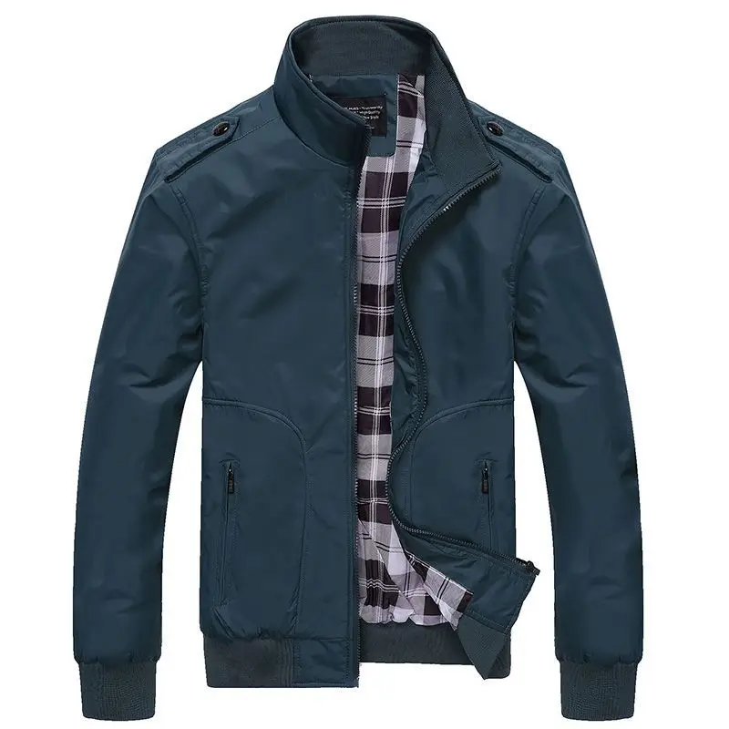 Abrigos de Color liso con cuello alto y cremallera para hombre, chaquetas informales holgadas que combinan con todo, moda de otoño e invierno, 2023