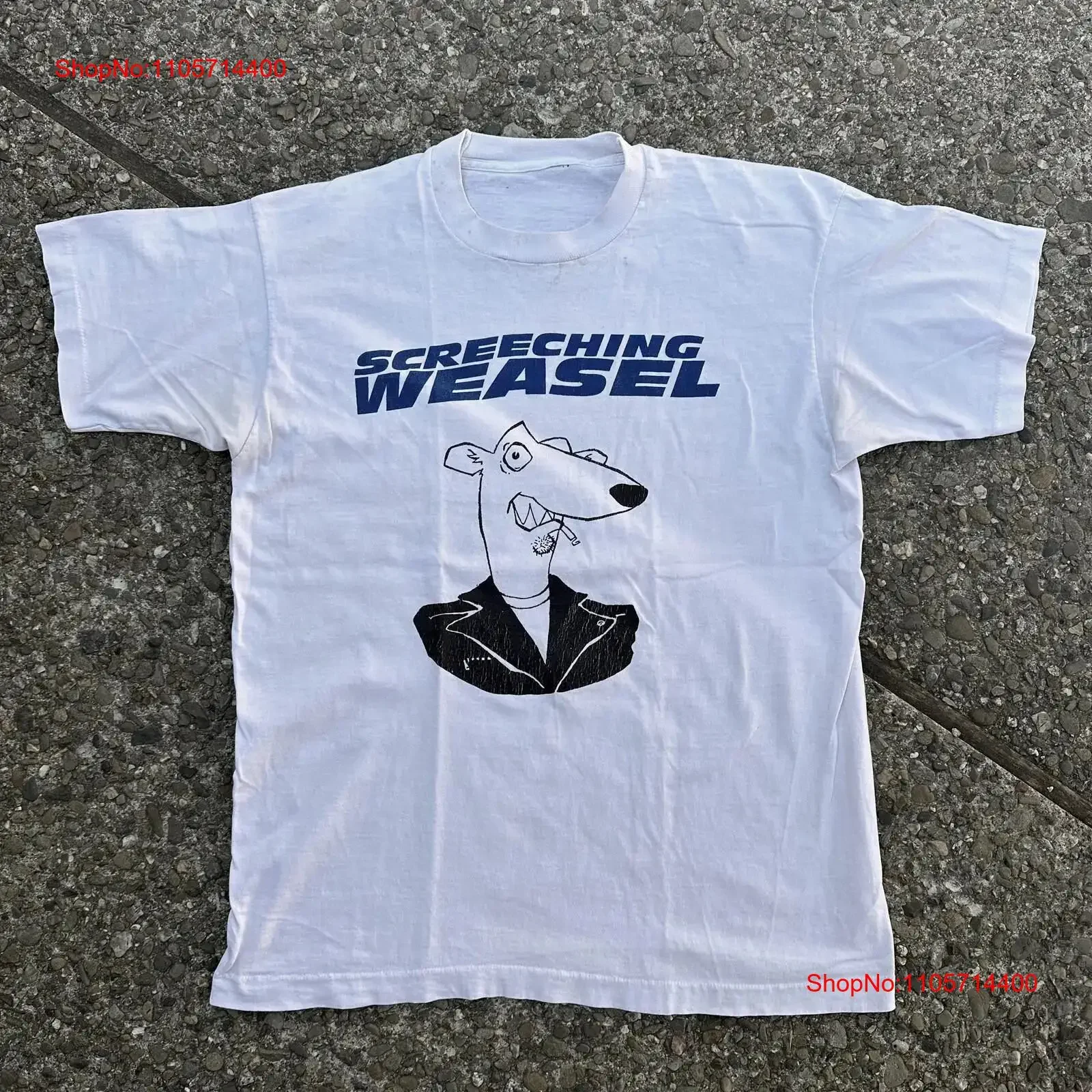 Screeching Weasel RARE 1990s Vintage logo T Shirt B1 vintage Washed designer clothes Stretched Soft Top For Everyday Wear