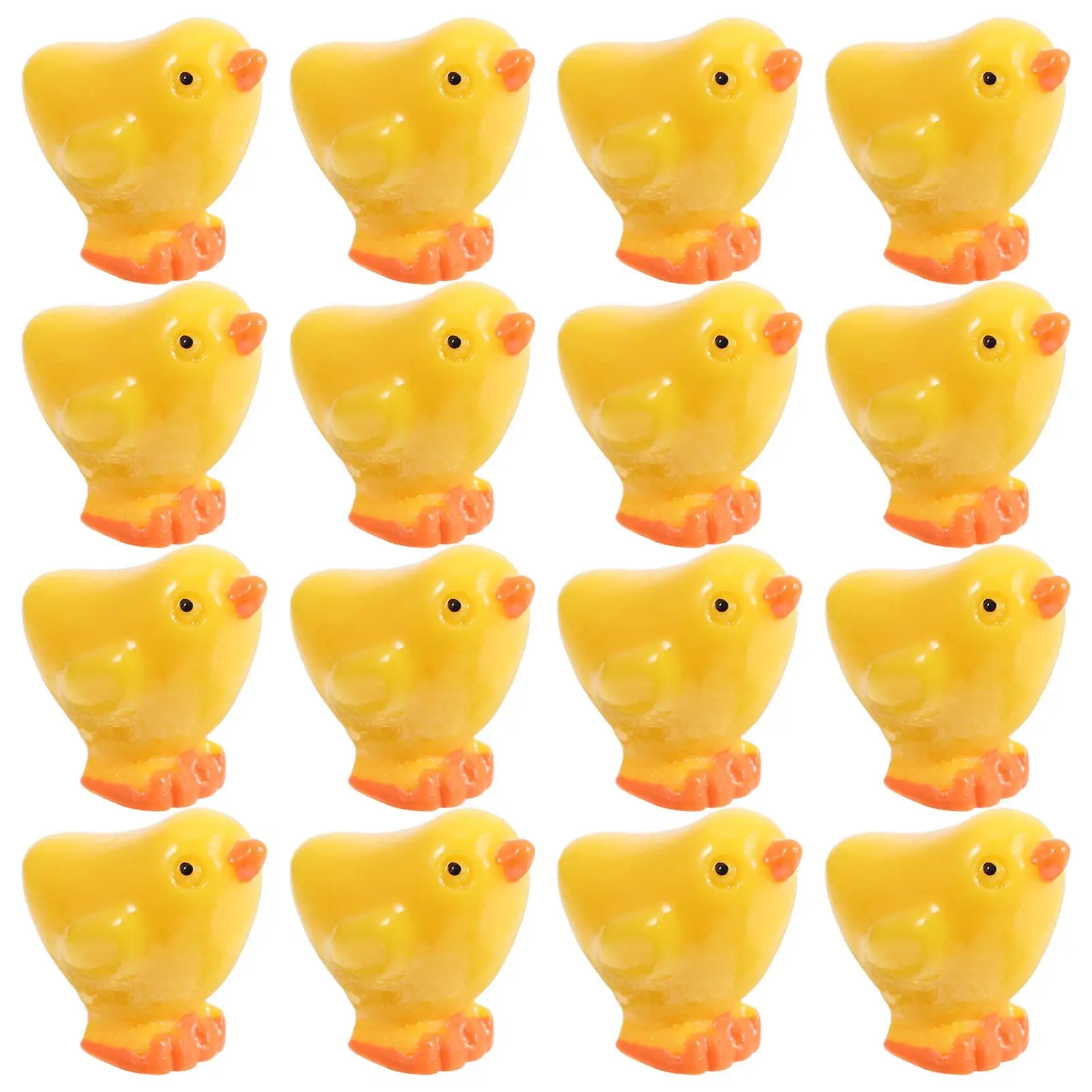 

20 Pcs Yellow Chicken nament Resin Easter Mini Figurines Small Chicken Charms Statue Decorative Animals Cute Chick