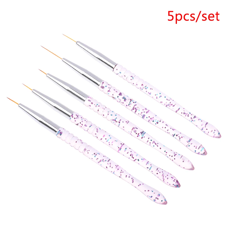 

5Pcs French Line Nail Art Brushes Ultra-thin Liner Pen Acrylic UV Gel Drawing Painting Manicure Tool