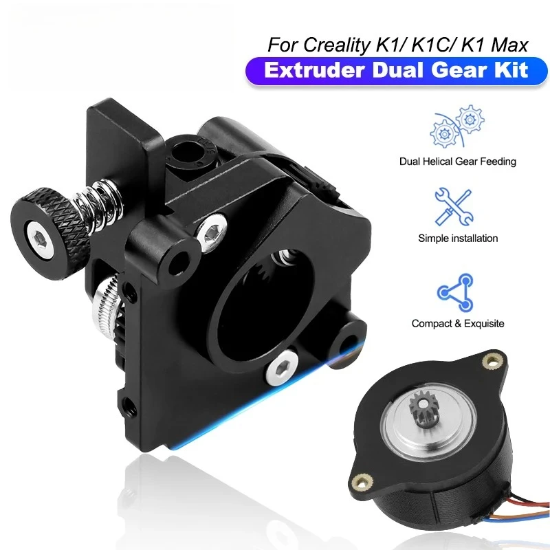 For 3D Printer Parts Upgrade Extruder Dual Gear Kit for Creality K1C K1 Max Hummingbird Extruder Extrusion Mechanism With Motor