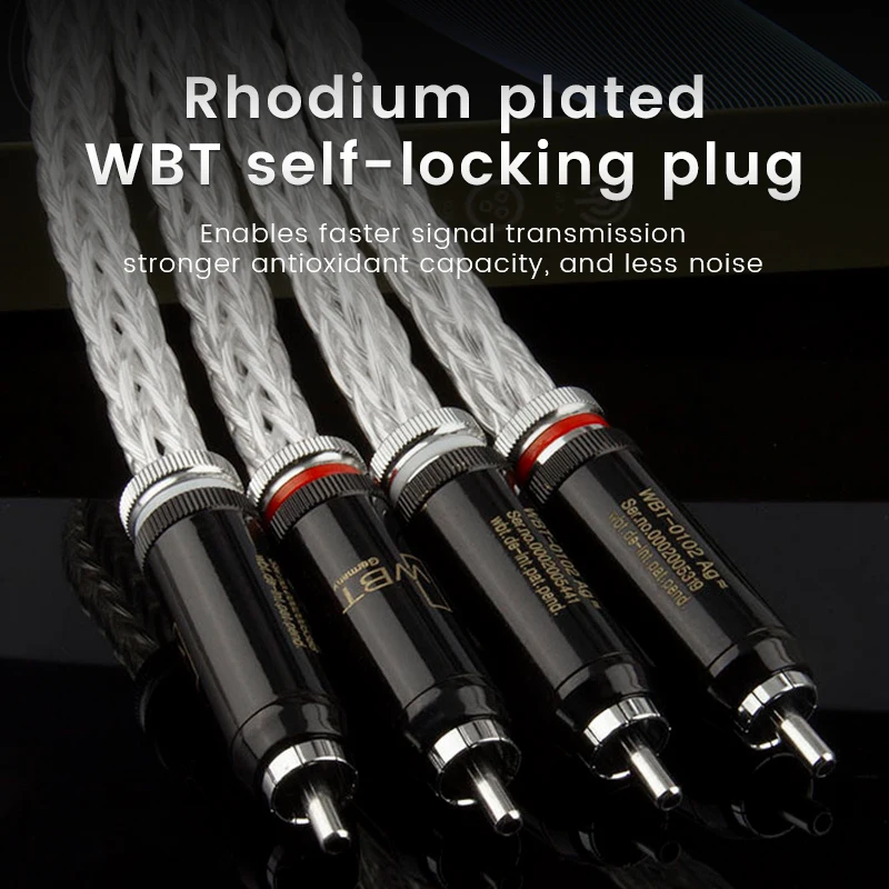 

Preffair Hi-End 8AG Silver Plated OCC RCA Cables 16 Strands Audio Cable with RCA Plug Cable HIFI 2RCA TO 2RCA Cable