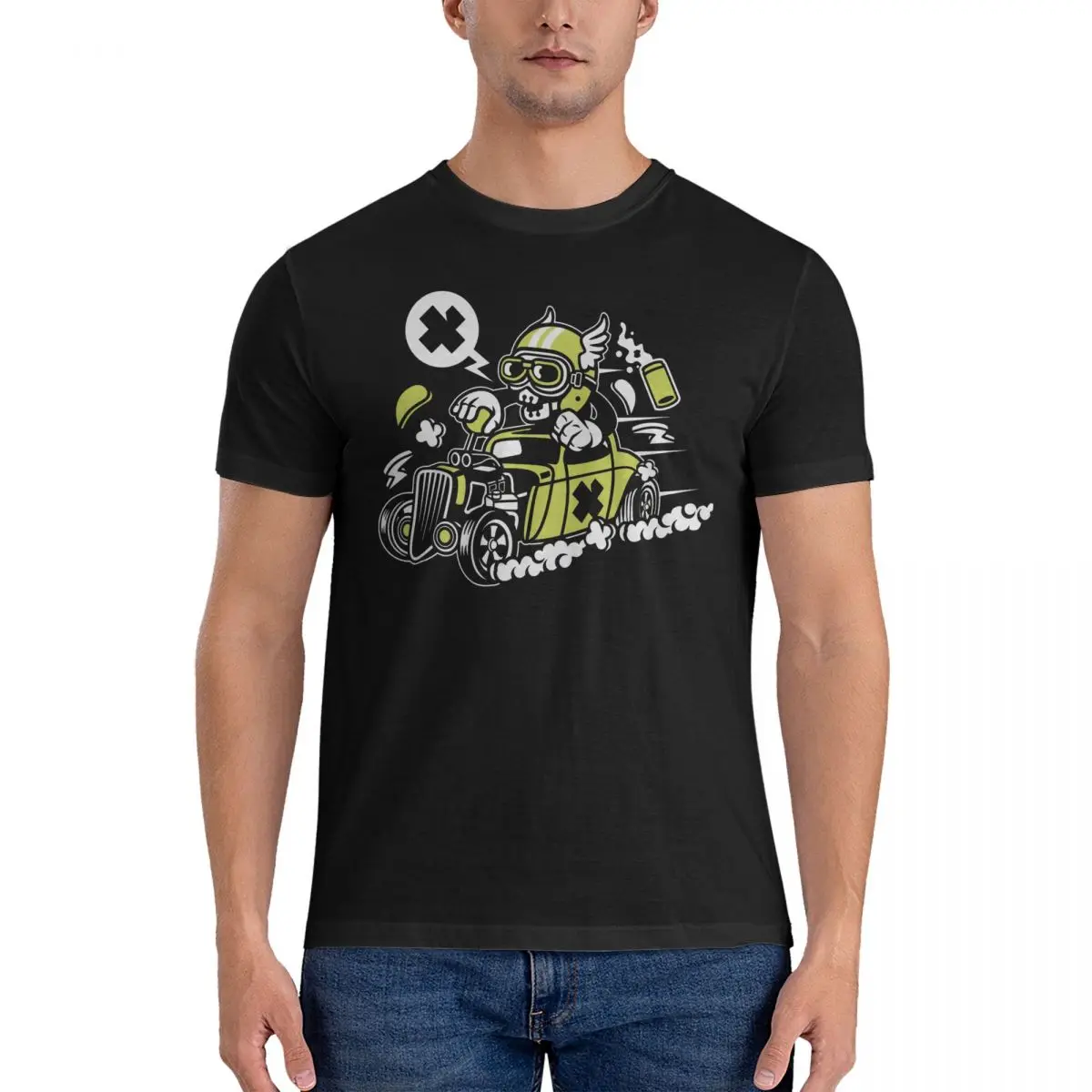 Men T-Shirt Skull Racer Unique Pure Cotton Tee Shirt Short Sleeve M-Massey Ferguson T Shirt Crewneck Clothes Printed