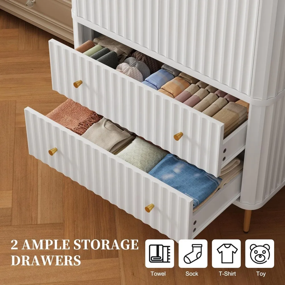 خزانة ملابس خشبية كبيرة الحجم بطول 72 طويل القامة مع قضيب تعليق وأدراج لتخزين غرفة النوم