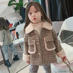 2-6 Years Winter Girls Thick Warm Parkas Baby Kids Chidren Long Sleeve Plaid Coat Jacket Outerwear