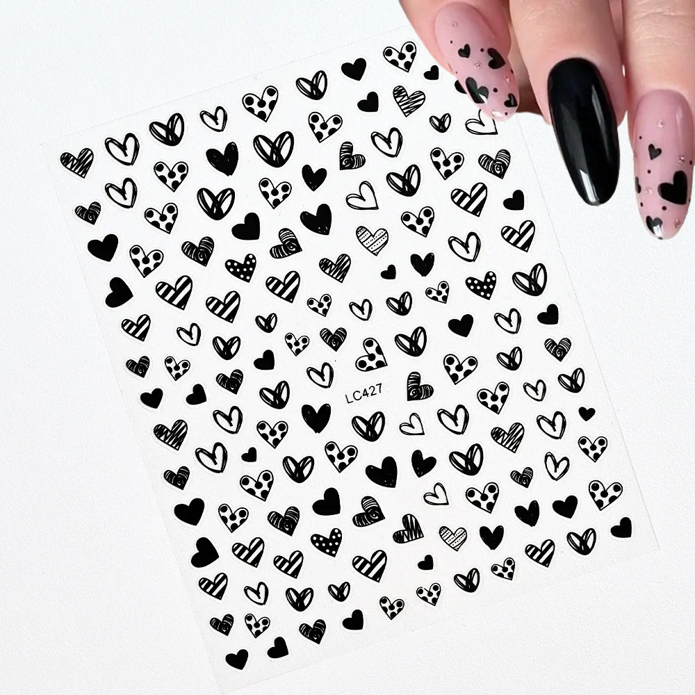 1 قطعة ثلاثية الأبعاد الليزر الحب القلب/الدانتيل زهرة مسمار الفن ملصقات الذهب/الفضة الربيع الأزهار/ورقة ذاتية اللصق المنزلق DIY بها بنفسك مانيكير الديكور