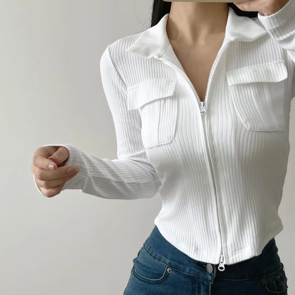 

Women's Long Sleeve Lapel Workwear Yoga Jacket Double-Headed Zipper Fitness Top for Autumn Winter Running Aerobics Breathable