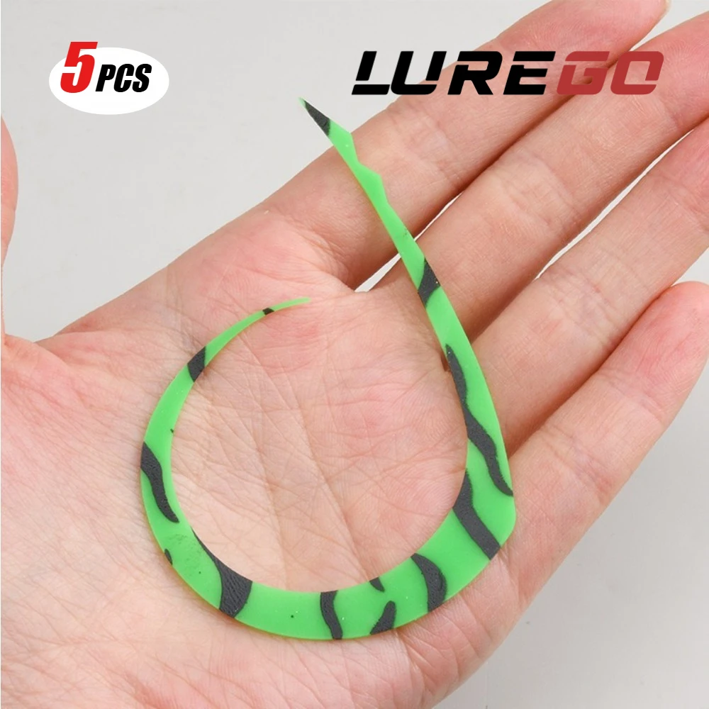 

5PCS Hand-Tied Silicone Skirt Strips for Spinnerbaits - Vibrating Blade Trailers, Glow-in-the-Dark Fishtail Strands