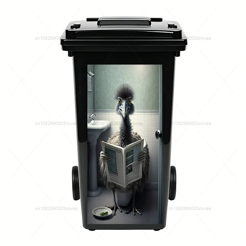 Animals reading newspapers, outdoor trash can stickers, decorative murals, PVC waterproof and oil proof stickers