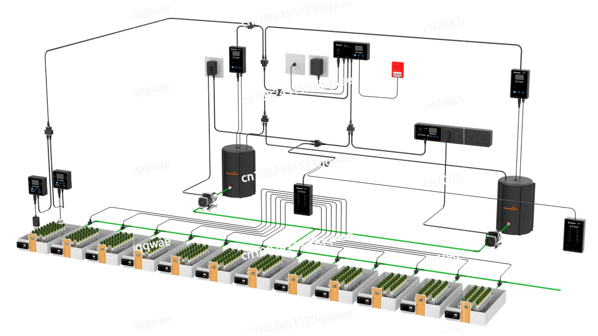 Indoor agriculture greenhouse growth system irrigation environment controller controls plant growth system