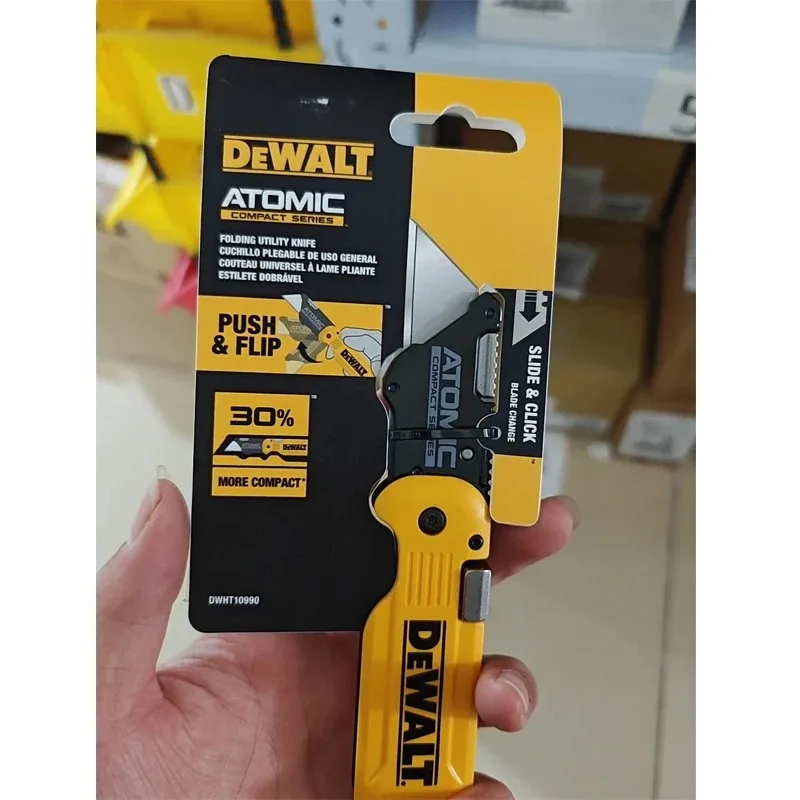 DEWALT DWHT10990/DWHT10992 Push & Flip Folding Utility Knife Compact Foldable Hand Tool for Wallpaper Cutting - view 3