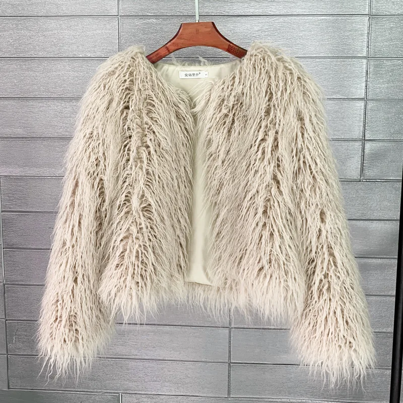 Women Faux Fur Coat Warm Black White Pink Plush Coats Female Jacket Fur Autumn Winter Shaggy Outerwear Fur Jackets Parka Mom