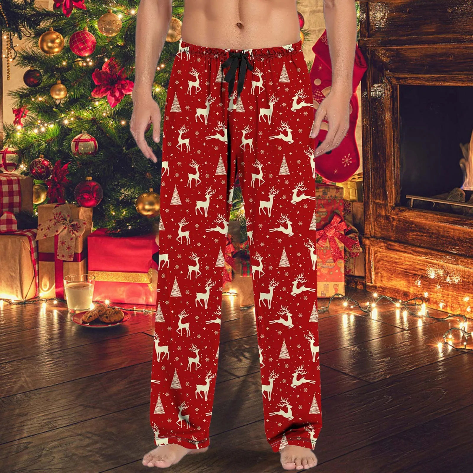 Christmas Tree Graphic Casual Pants Snowflake Baggy Bottoms Navida Lounge Home-Wear Trousers European American Style Pantalones