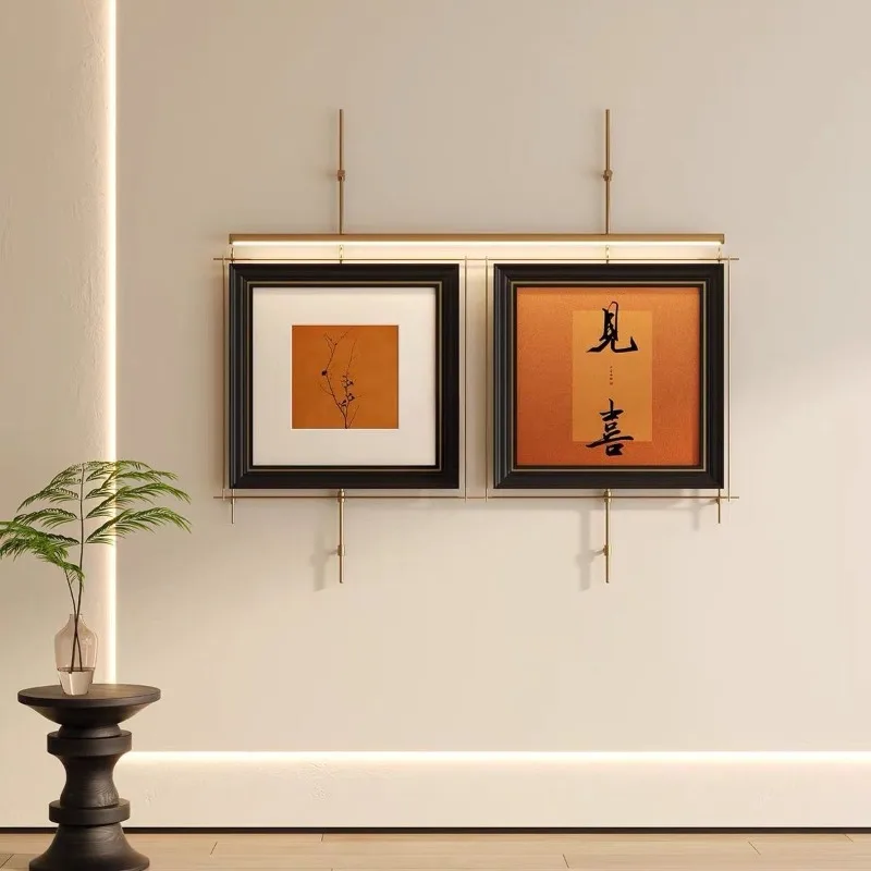 Light luxury metal pole lighting decoration painting living room hotel villa background wall model room national style home