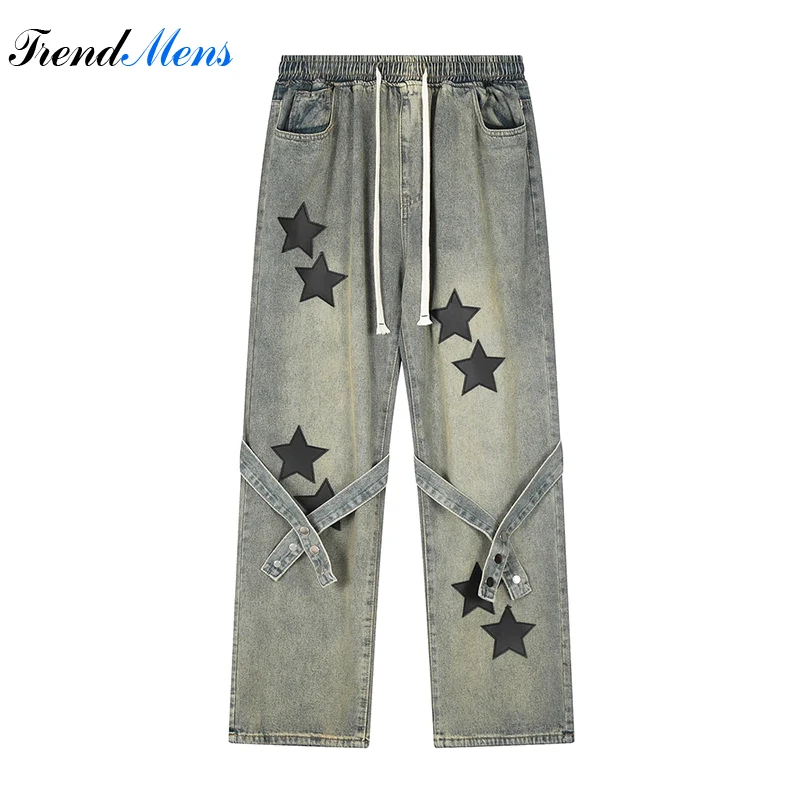 

Men for Jeans Y2k Top Casual Baggy Pants Straight-leg Trousers Appliques Pantalon Homme Streetwear Ropa Hombre Youthful Vitality