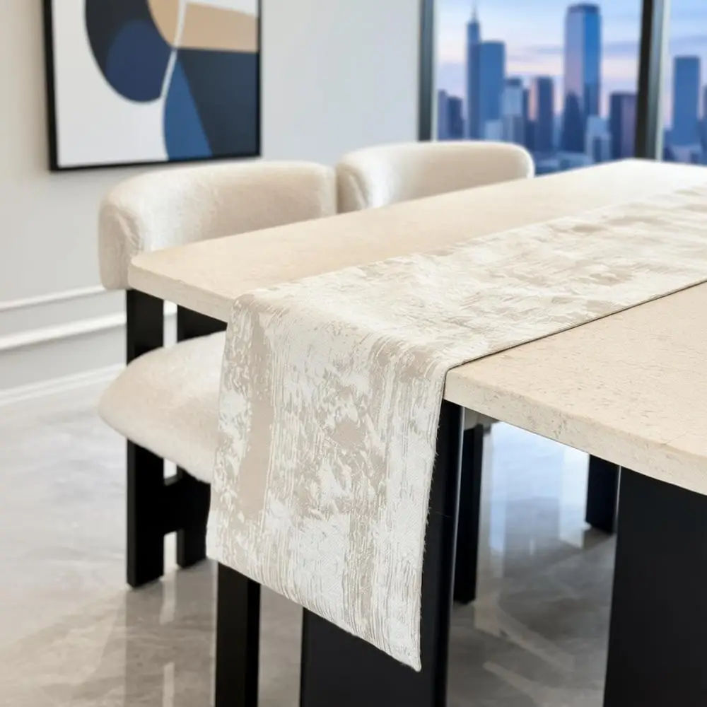 

Современная бежевая дорожка для стола в фермерском доме, 12x108 дюймов, в деревенском и ретро-стиле для кухни и столовой