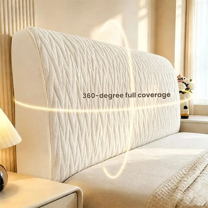 Universal Bed Headboard Cover Thickened Plush Velvet Backrest Protector Elastic Dustproof Anti Collision Bedroom Furniture Decor