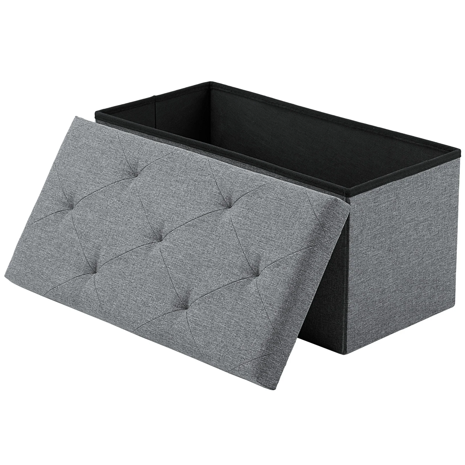 JHK 30-Inch Folding Storage Ottoman, Upholstered Bench with Hidden Compartment, 660 lb Capacity Footrest for Living Room and Bedroom