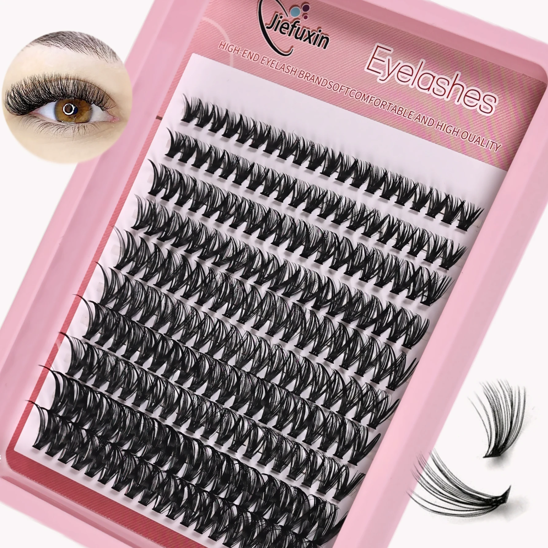 Einzelne Wimpern, 8–16 mm, 200 Stück, Cluster-Wimpern, natürlicher Look, gemischtes Tablett, DIY-Wimpernverlängerung, Volumen, Wimperncluster, Wimpern, lang